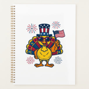 Funny Patriotic Turkey Fireworks Vintage Shirt_1 Planner