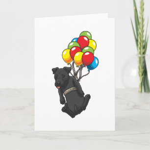 Funny Patterdale Terrier Dog With Balloons Card
