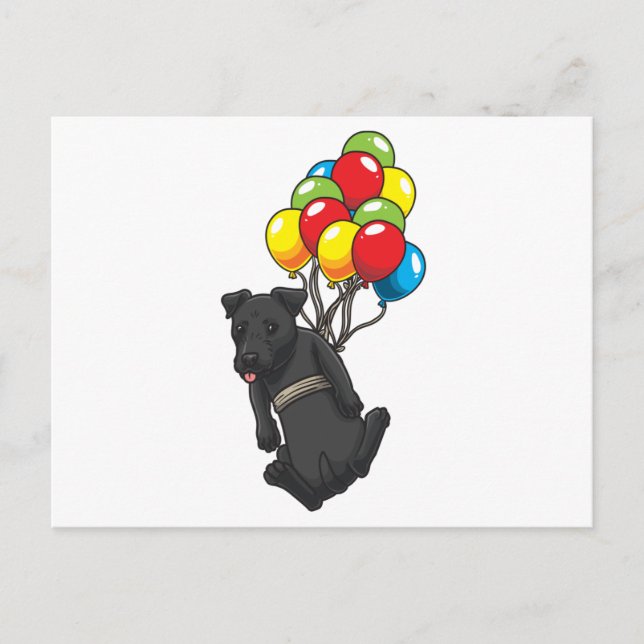Funny Patterdale Terrier Dog With Balloons Postcard (Front)