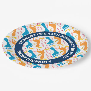 Funny Pattern Of Colourful Human Footprints Paper Plate
