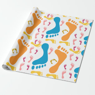 Funny Pattern Of Colourful Human Footprints Wrapping Paper