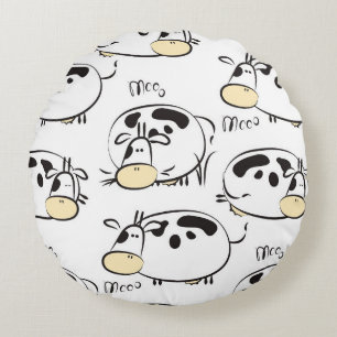 Funny pattern with childish animals. Vintage clip- Round Cushion