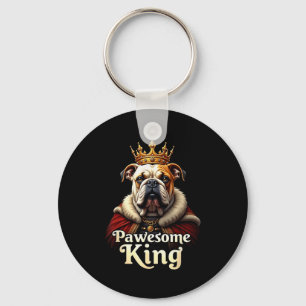 Funny Pawesome English Bulldog King Dog Art  Key Ring