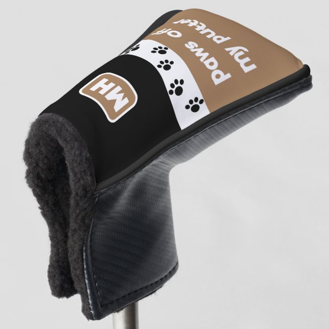 Funny Paws off My Putter with Initials Golf Head Cover (3/4 Front)