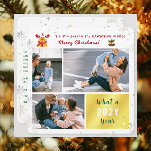 Funny Pawsitive Rudolph 3 Photos Collage Modern Holiday Card