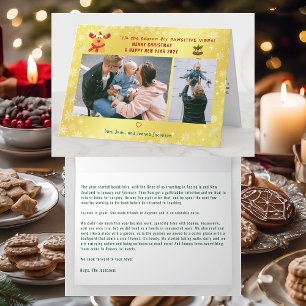 Funny Pawsitive Rudolph Minimalist 2 Photos Golden Holiday Card