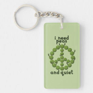 Funny Peace and Quiet Design with Green Peas Key Ring