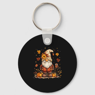 Funny Peace Gnome Halloween Thanksgiving Pumpkin A Key Ring