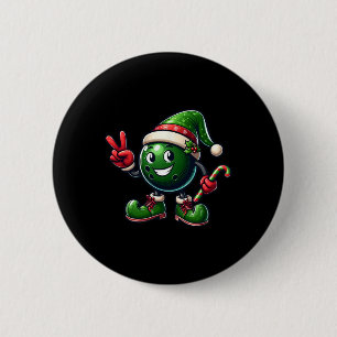 Funny Peace Hand Bowling Elf Christmas Womens Mens 6 Cm Round Badge