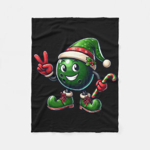 Funny Peace Hand Bowling Elf Christmas Womens Mens Fleece Blanket