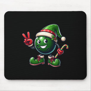Funny Peace Hand Bowling Elf Christmas Womens Mens Mouse Pad
