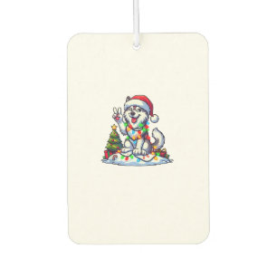 Funny Peace Hand Husky Christmas Lights Womens Men Car Air Freshener