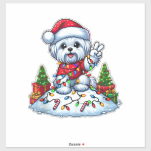 Funny Peace Hand Maltese Christmas Lights Womens M
