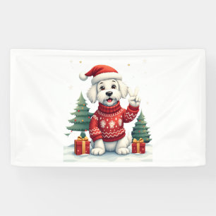 Funny Peace Hand Maltese Christmas Lights Womens M Banner
