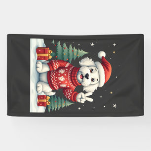 Funny Peace Hand Maltese Christmas Lights Womens M Banner