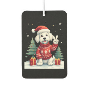Funny Peace Hand Maltese Christmas Lights Womens M Car Air Freshener