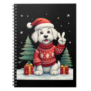 Funny Peace Hand Maltese Christmas Lights Womens M Notebook