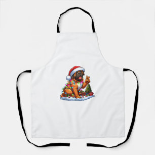 Funny Peace Hand Mastiff Christmas Lights Womens M Apron
