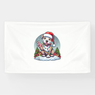 Funny Peace Hand Pitbull Christmas Lights Womens M Banner