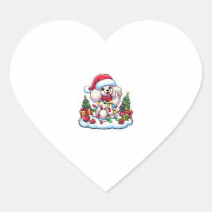 Funny Peace Hand Poodle Christmas Lights Womens Me Heart Sticker