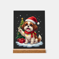 Funny Peace Hand Shih Tzu Christmas Lights Womens