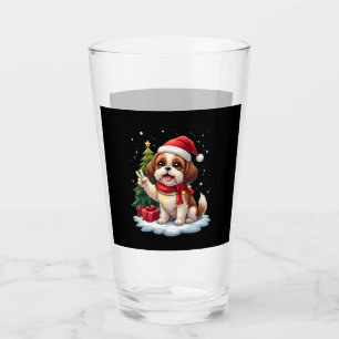 Funny Peace Hand Shih Tzu Christmas Lights Womens  Glass