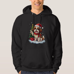 Funny Peace Hand Shih Tzu Christmas Lights Womens Hoodie