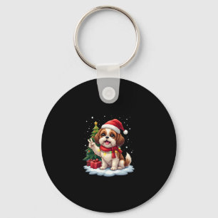 Funny Peace Hand Shih Tzu Christmas Lights Womens  Key Ring