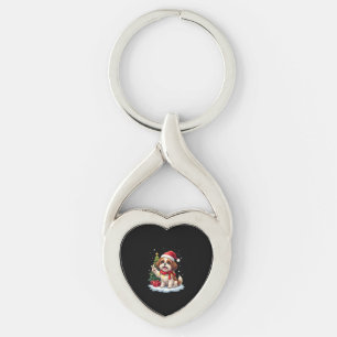 Funny Peace Hand Shih Tzu Christmas Lights Womens  Key Ring