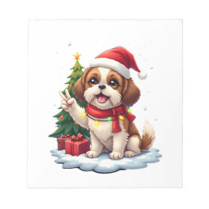 Funny Peace Hand Shih Tzu Christmas Lights Womens Notepad
