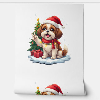 Funny Peace Hand Shih Tzu Christmas Lights Womens  Wallpaper