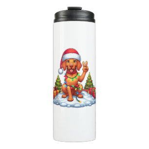 Funny Peace Hand Vizsla Christmas Lights Womens Me Thermal Tumbler