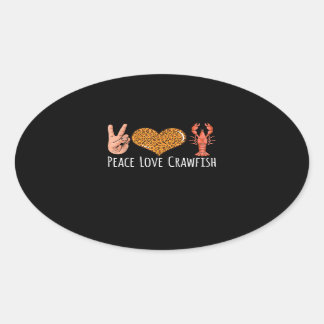 Funny Peace Leopard Love Crawfish Cajun Oval Sticker
