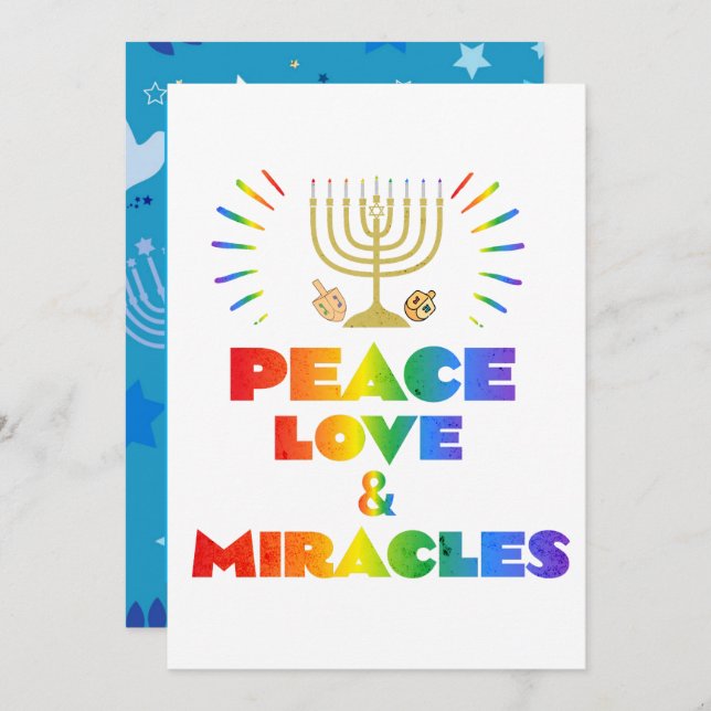 Funny peace love and miracle Hanukkah  Invitation (Front/Back)