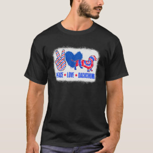Funny Peace Love Dachshund Dog USA Flag Tie Dye 4T T-Shirt
