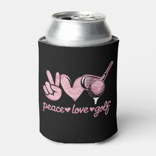 Funny Peace Love Golf Player Sport Lovers Can Cooler