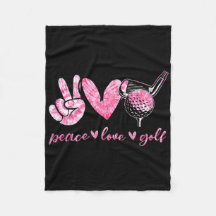 Funny Peace Love Golf Player Sport Lovers  Fleece Blanket