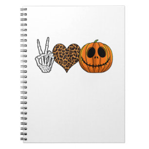 Funny Peace Love Halloween T-Shirt Notebook