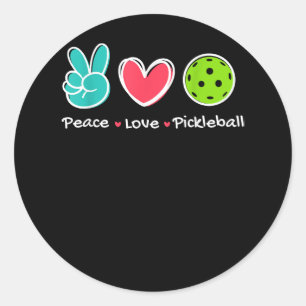 Funny Peace Love Pickleball Court Play Loves Pickl Classic Round Sticker