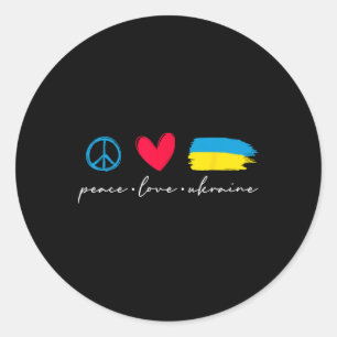 Funny Peace Love Ukraine Ukrainian Flag Lover Supp Classic Round Sticker