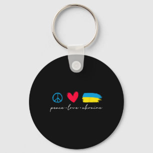 Funny Peace Love Ukraine Ukrainian Flag Lover Supp Key Ring