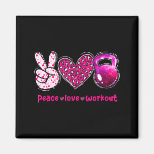 Funny Peace Love Workout Gym Lifting Gymer Valenti Magnet