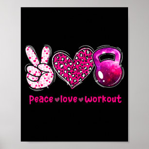 Funny Peace Love Workout Gym Lifting Gymer Valenti Poster