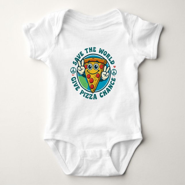 Funny Peaceful Pizza Outfit for Boys & Girls Baby Bodysuit (Front)