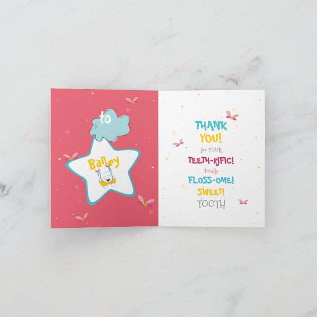 Funny Peach Sparkle Magic Tooth Fairy Thank You Card (Inside)