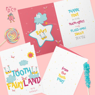 Funny Peach Sparkle Magic Tooth Fairy Thank You Card