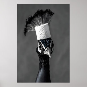 Funny Peacock Bathroom Art Print, Toilet Paper Poster