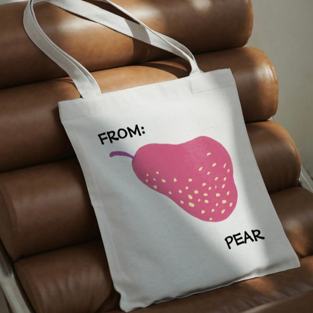 Funny Pear Pun – “From: Pear” Pop Art Fruit Canva Tote Bag (Creator Uploaded)