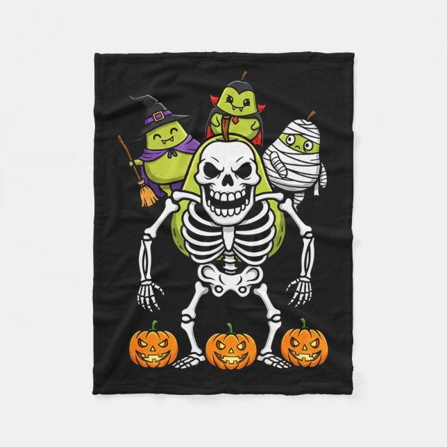 Funny Pear Skeleton Mummy Witch Halloween Kids Men Fleece Blanket (Front)