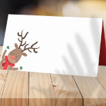 Funny Peek-a-Boo Christmas Reindeer | Holiday Place Card<br><div class="desc">Available here:
http://www.zazzle.com/selectpartysupplies</div>